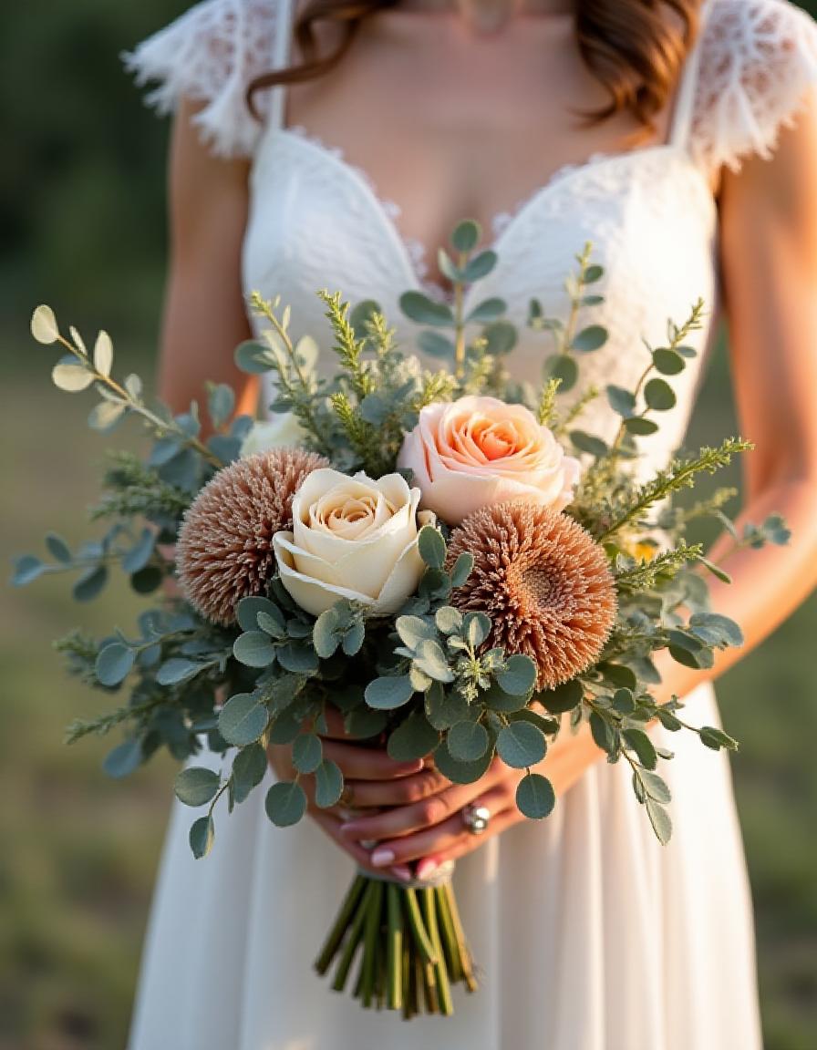 繊細な色合いのブライダルブーケ